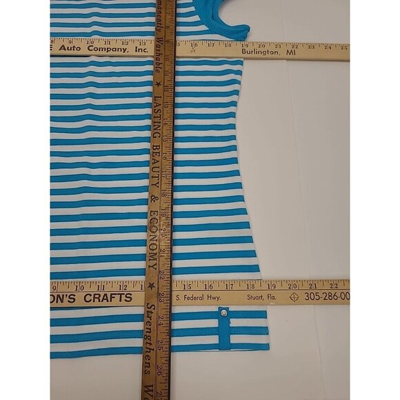 L-RL Lauren Active Ralph Lauren Tee Shirt Women's Size L Striped Blue &White - Picture 3 of 4